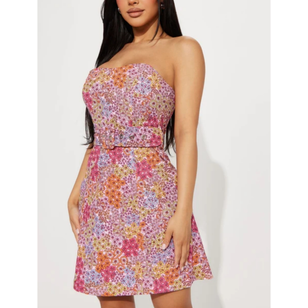 No‎ Comment Strapless Dress with Belt